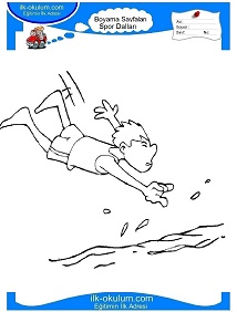 Çocuklar İçin Yüzme Boyama Sayfaları 